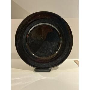 Set of 12 Gien France Black Gloss Speckled Charger Plates 12"